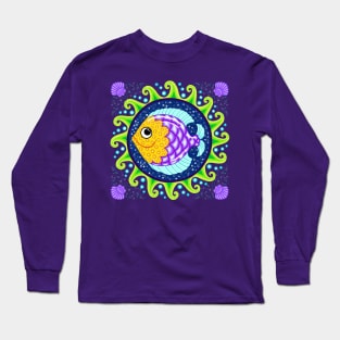 Funny Little Fish Mandala Long Sleeve T-Shirt